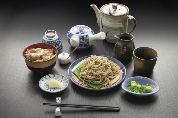 【夕食付き】うすずみ豆乳蕎麦と豚ステーキ定食（通年）